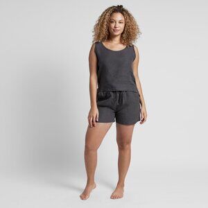 Parachute linen tank and shorts set in Coal (XS)